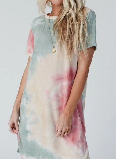 Tie Dye Watercolor Tee Dress