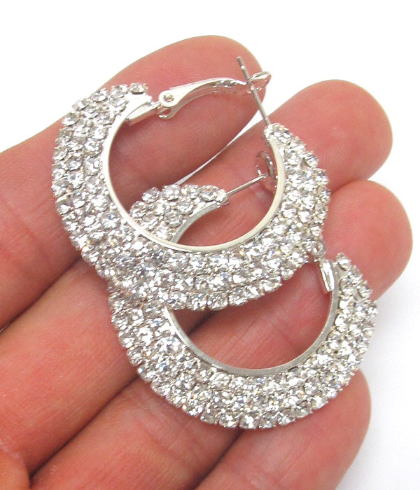 Three Layer Rhinestones Hoop Earrings