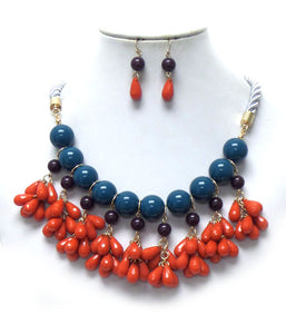 Twisted Rope Double Layer Bead Necklace Set