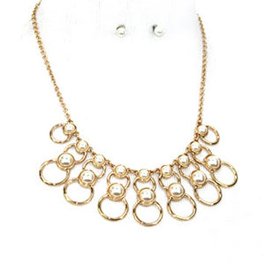 Gold Plated Cream Pearl Necklace Set