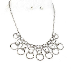 Silver Plated Cream Pearl Necklace Set